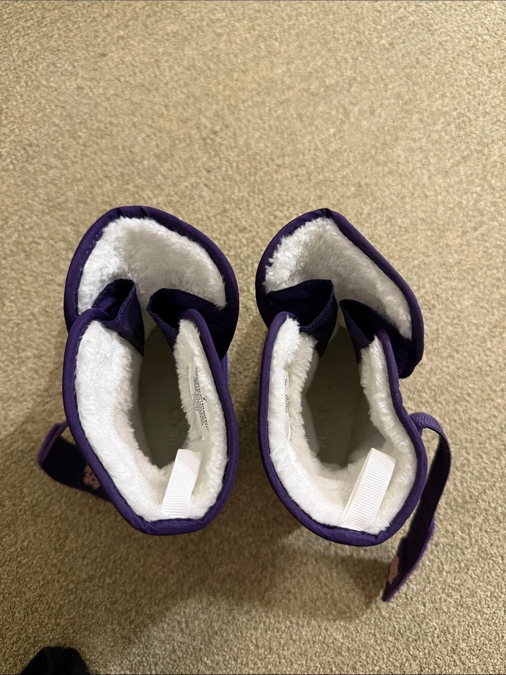 The Children's Place Navy Purple Floral Snow Boots with Pink Accents Sz 7